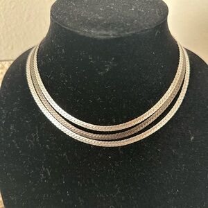 Vintage Sarah Coventry silver tone herringbone necklace